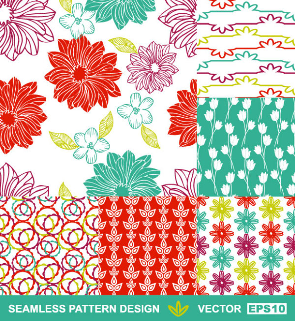 Set of Hand drawn Seamless pattern design vector 04 seamless pattern hand drawn   