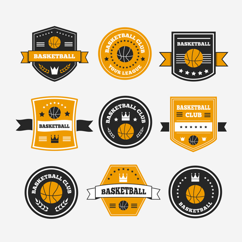 Retro basketball labels vectors Retro font labels basketball   
