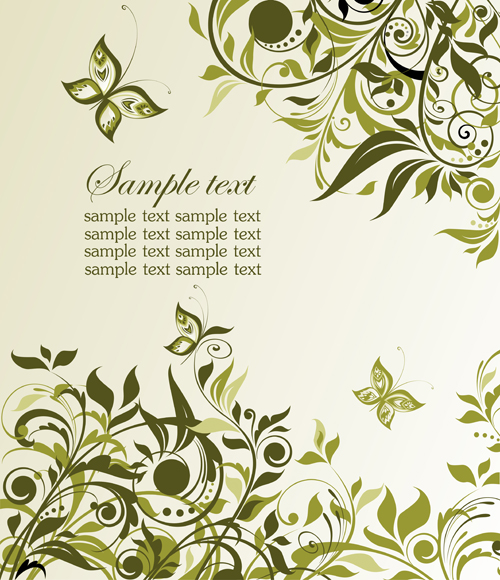 Elegant green floral vector background 03 Vector Background green floral elegant background   