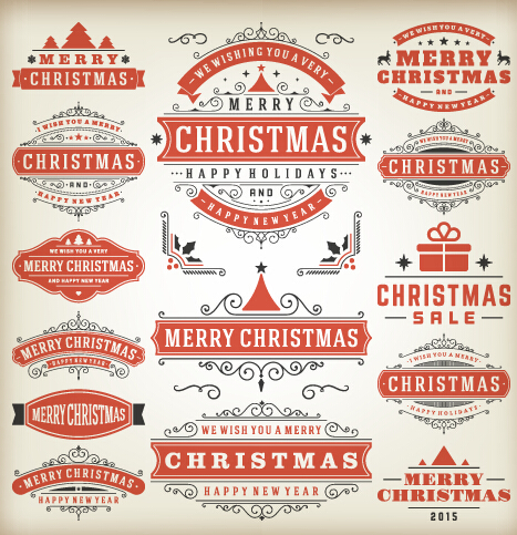 Vintage 2015 christmas labels creative vector 04 vintage labels creative christmas 2015   