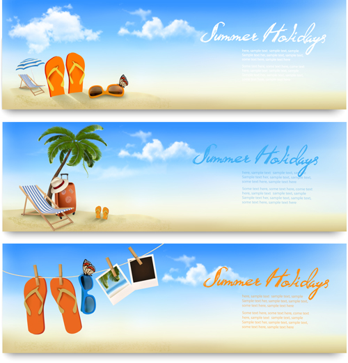 Tropical vacation creative banner vector vacation tropical creative banner   