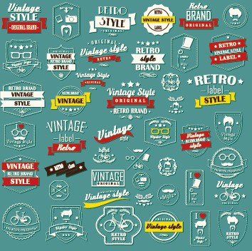 Vector set of vintage style label graphics 04 Vintage Style vintage style label graphics   