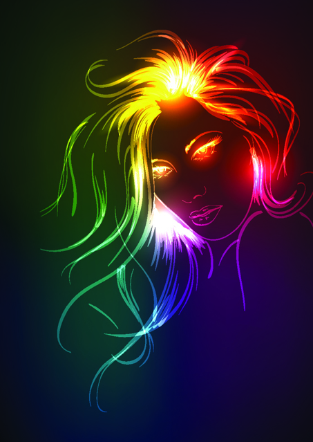 Set of Ornate neon light fashion model vector 05 ornate neon model light fashion   