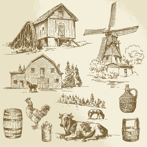 Farm and poultry hand drawn vector 03 poultry hand drawn farm   