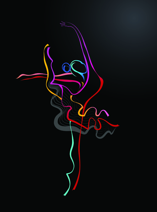 Colored in Woman dance design vector 04 woman dance colored   
