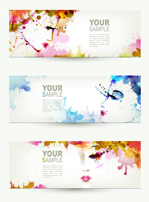 Watercolor floral girls banner vector 02 watercolor floral banner   