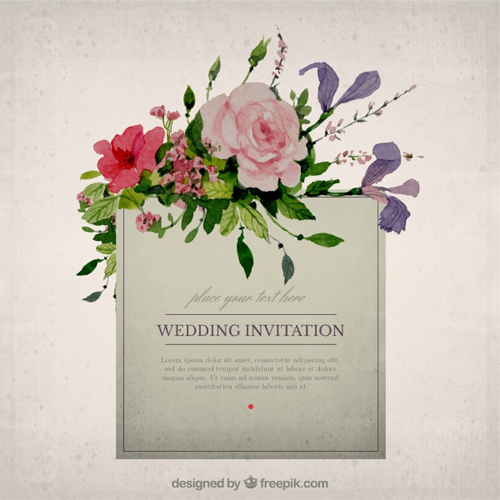 Vintage flower wedding invitation cards vector 01 wedding invitation cards flower   