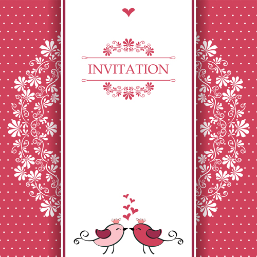 Love with birds wedding invitation card vector wedding love invitation card birds   