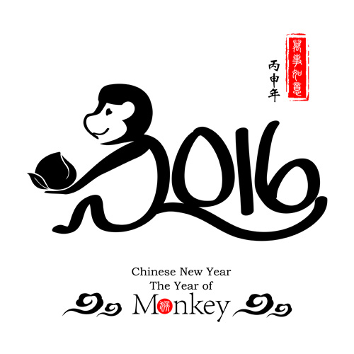Chinese 2016 new year with monkey year creative vector 05 year new monkey creative chinese 2016   