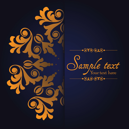 Dark blue ornate background with golden decorative vector 05 golden decorative dark blue background   