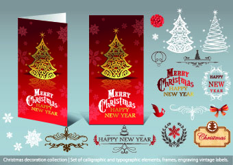 2014 christmas decoration calligraphic with typographic vector 05 decoration Christmas decoration christmas calligraphic 2014   