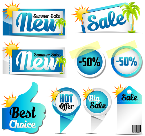 Blue summer sale labels design vector 01 summer labels label blue   