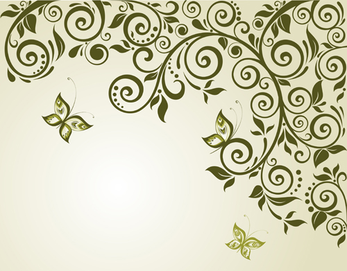 Elegant green floral vector background 04 Vector Background green floral elegant background   