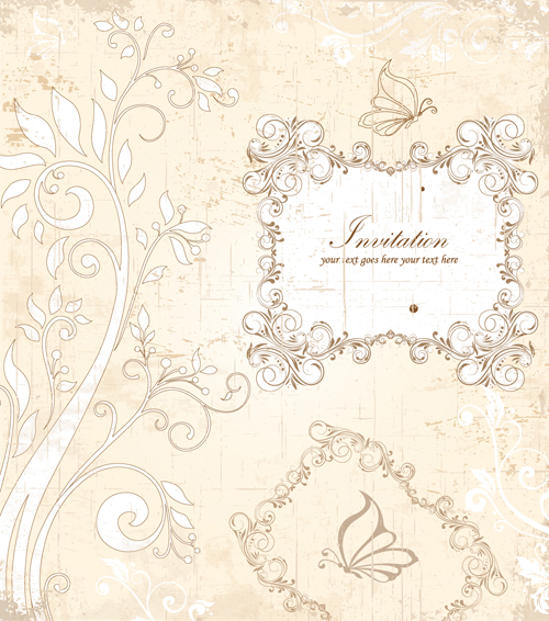 Floral elegant invitation cards vector set 03 invitation cards invitation floral elegant card   