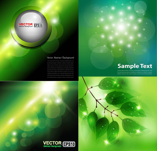 Green halo background vector starlight halo green leaves green background   
