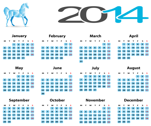 Calendar 2014 Horse design vector 11 horse calendar 2014   