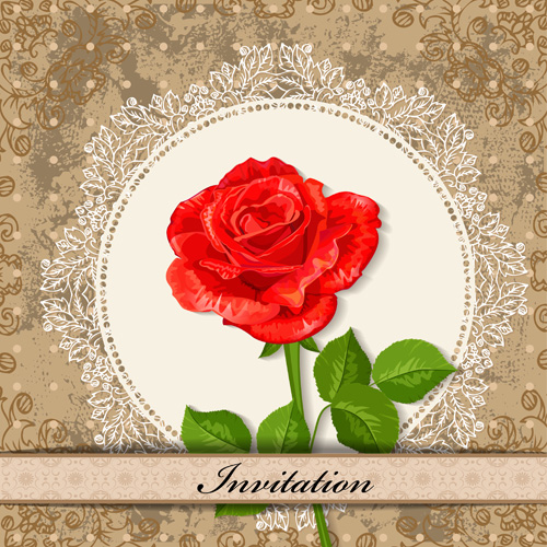 Red Flower invitations cards 02 red invitation flower cards card   