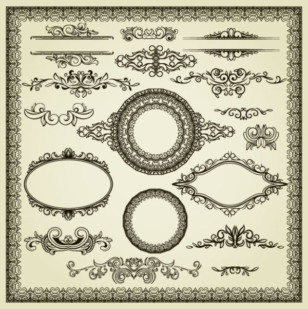 Vintage Style Frames and Borders vector set 01 Vintage Style format borders   