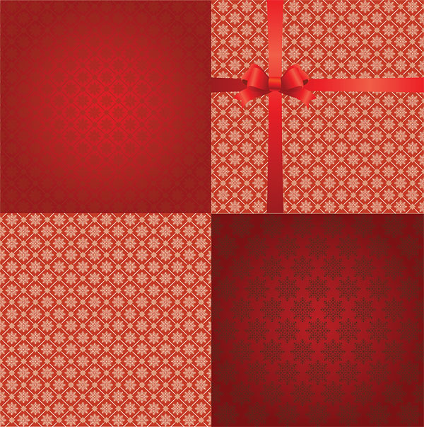 Common snowflake background wrapping paper tiled background snow ribbons continuous background bows   