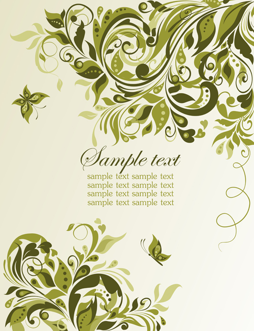 Elegant green floral vector background 01 Vector Background green floral elegant background   