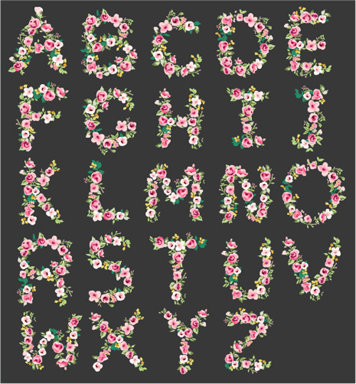 Flower alphabets letters vectors 04 letters flower alphabets   