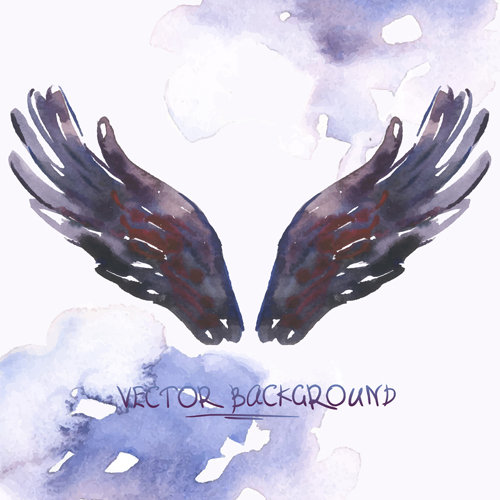 Classic watercolor wings vector background 01 wings watercolor Vector Background classic   