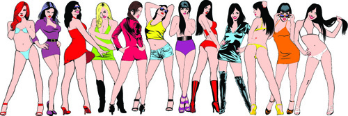 Different Bikini girl vector 03 girls girl different bikini   