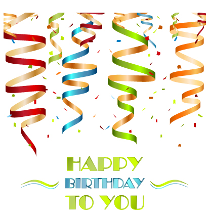 Paper tapes with confetti happy birthday background vector 01 paper tapes happy birthday confetti birthday   