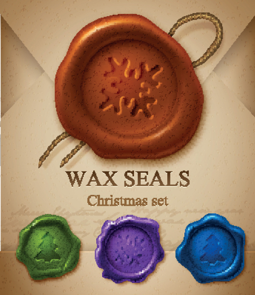 Christmas wax seals design elements vector set 01 wax seal elements element christmas   