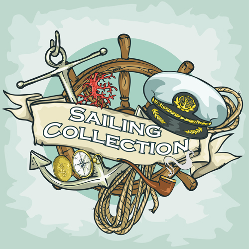 Old retro sailing labels vectors material 06 sailing Retro font old labels   