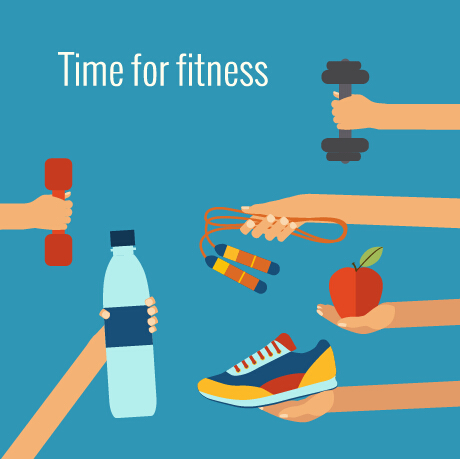 Fitness with hands flat vector template 01 template hands fitness   