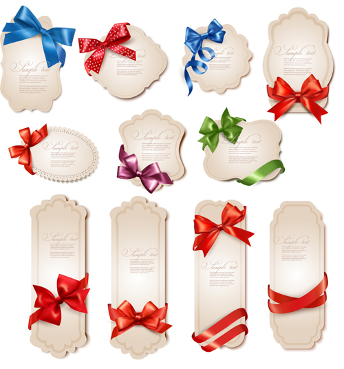 Ribbon bow Holiday Labels design vector 03 ribbon labels label holiday bow   