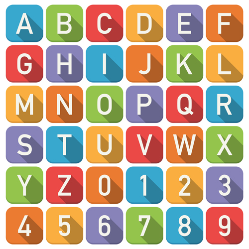 Flat styles numbers with alphabet vector styles numbers number alphabet   