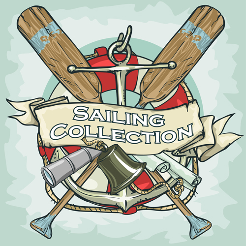 Old retro sailing labels vectors material 07 sailing Retro font old labels   