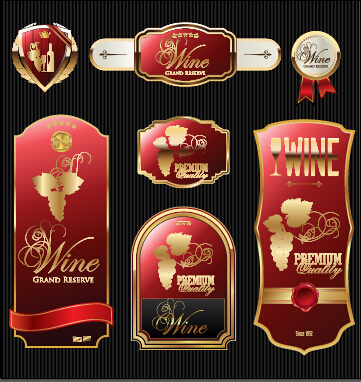 luxury wine labels with sticker vector graphics 01 sticker luxury labels   