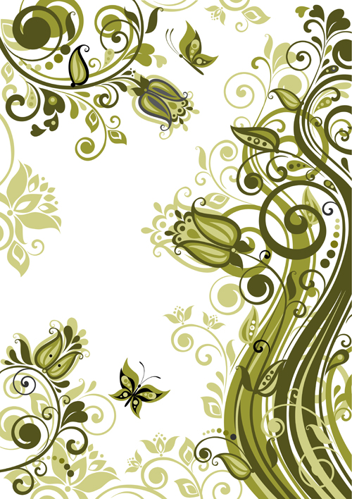 Elegant green floral vector background 02 Vector Background green floral elegant background   