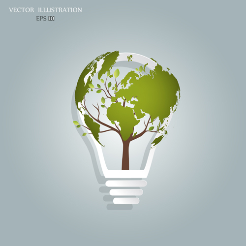 Bulb with Eco business illustration vector 01 eco business bulb   