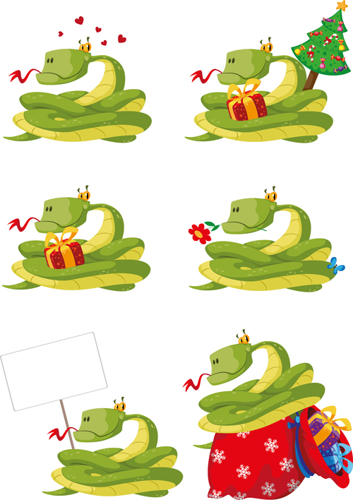 Set of Snake New Year design elements vector 02 snake new year elements element   