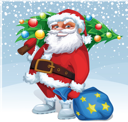 Santa and shiny christmas tree vector shiny santa christmas tree christmas   