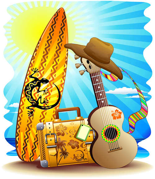 Summer travel with holiday background art vector 04 travel summer holiday background   
