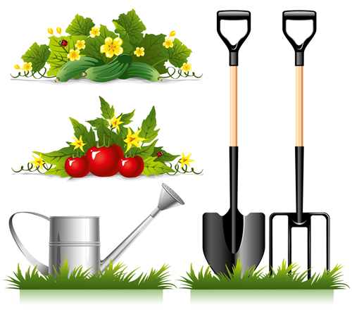 Garden spade and tool with elements vector 02 spade garden elements element   