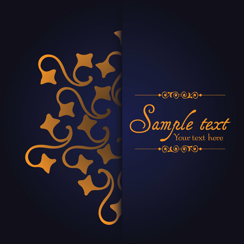 Dark blue ornate background with golden decorative vector 04 golden decorative dark blue background   