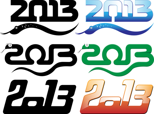 Set of 2013 year of snake design vector 09 year snake 2013 year 2013   