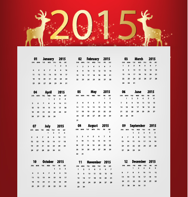 Red with white 2015 calendar vector white red calendar 2015   