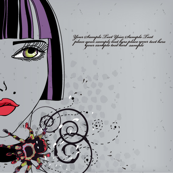 Hand drawn Woman with Fashion art background vector 02 woman hand drawn fashion   