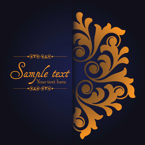 Dark blue ornate background with golden decorative vector 06 ornate decorative dark blue background   