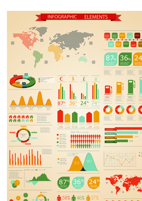 Set of Business infographics vector 04 infographics elements element business   