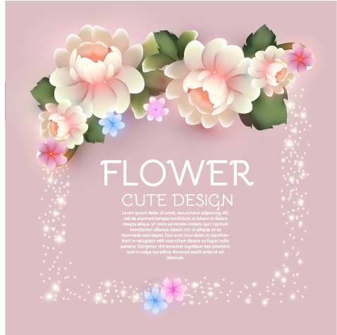 Cute flower with pink background art vector 02 pink flower design cute background   