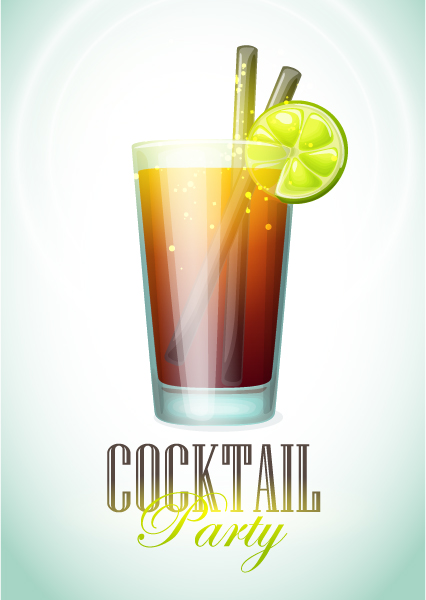 Simple cocktails party poster vector material 02 simple poster party cocktails   