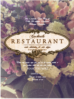 Flower restaurant menu cover vintage styles vector 10 Vintage Style vintage restaurant menu flower cover   